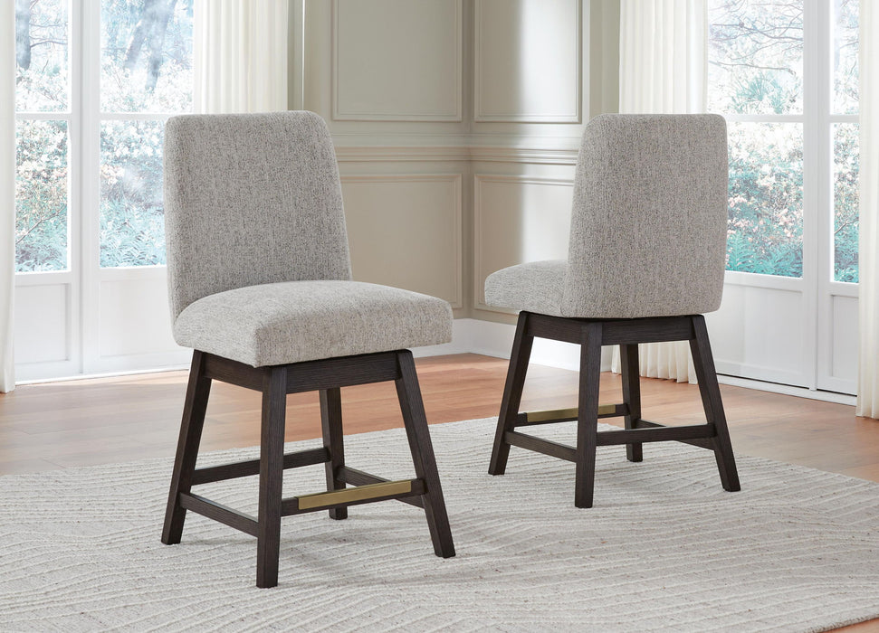 Burkhaus - Upholstered Swivel Barstool (Set of 2) - Beige / Dark Brown Signature Design by Ashley®