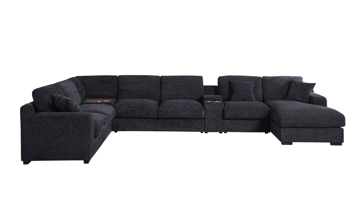 Celine - Fabric Corner Sectional Sofa With Right-Facing Chaise, Cupholders, And Charging Ports Lilola Home