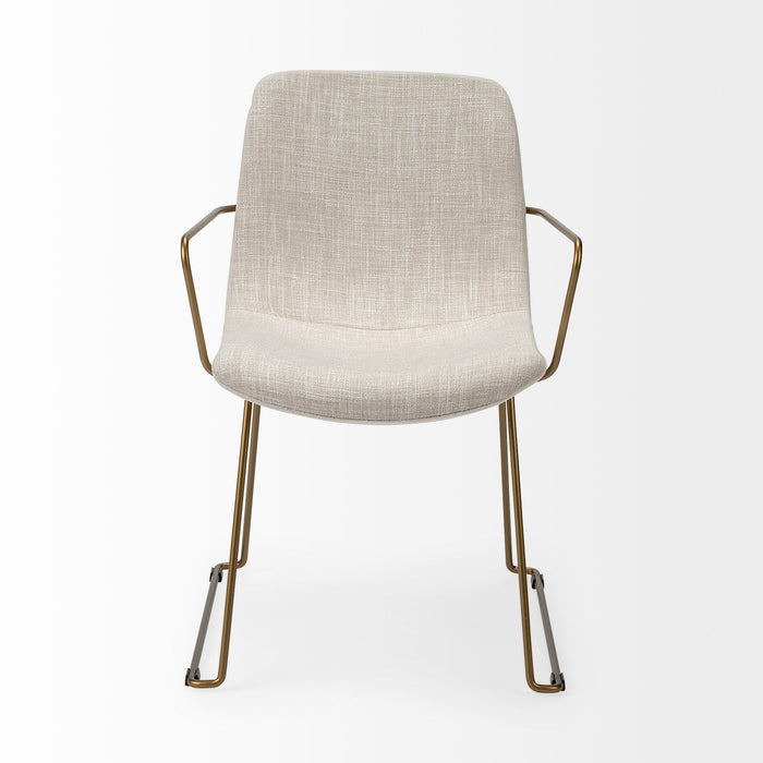 Fabric Wrap With Gold Metal Frame Dining Chair - Cream