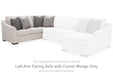 Koralynn - Laf Sofa with Corner Wedge - Stone Benchcraft®