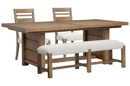 Plum Creek - 4 Piece Extendable Trestle Dining Table Set Magnussen Furniture