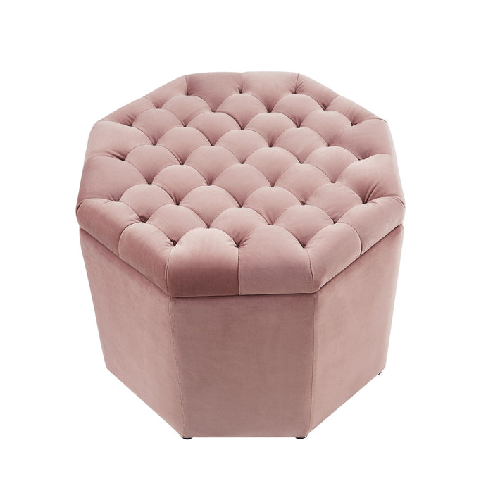 Velvet Tufted Specialty Storage - Blush / Black