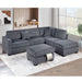 3 Piece Sectional Sofa With Reversible Chaise And USB Storage Ottoman Home Essentials