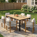 7 Piece Outdoor Dining Set With Table And Chairs - Beige / Teak / White Noble House