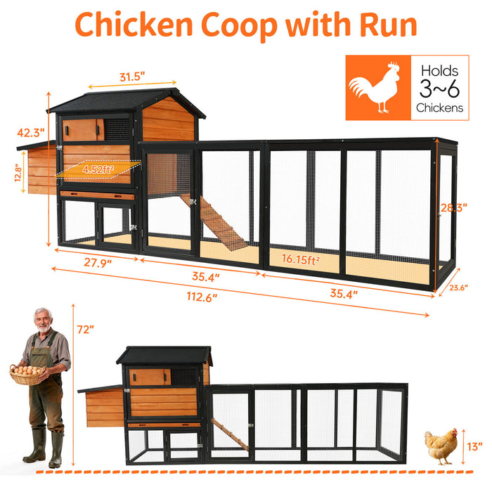 Large Outdoor Hen House With Run And Nesting Box Poultry Cage Daily Nest
