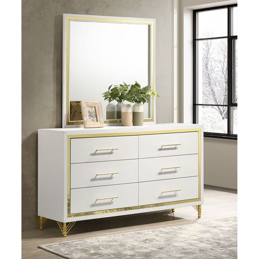 Malcolm - 6 Drawer Dresser With Mirror - White Furniture Max