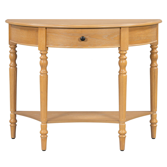 Half Moon Console Table With Drawer & Shelf Hearth and Haven