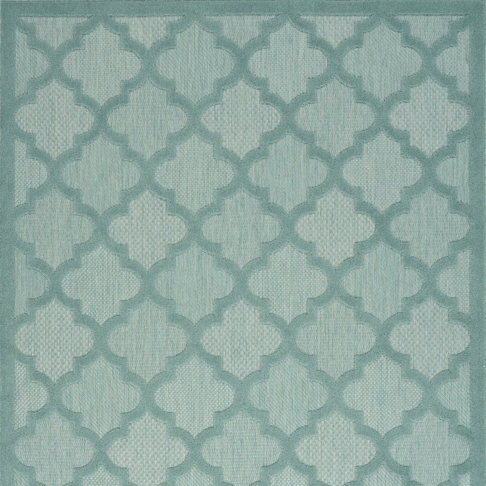 5' X 7' Ikat Indoor / Outdoor Area Rug - Aqua / Teal