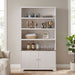 Tall Bookcase Storage Cabinet With 3 Open Shelves & Fluted Double Doors Noble House