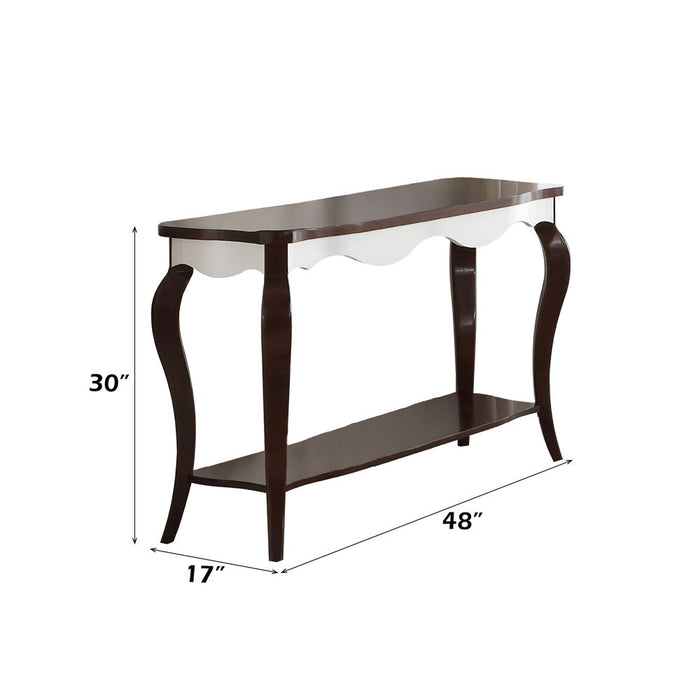 Mathias - Sofa Table - White & Walnut ACME