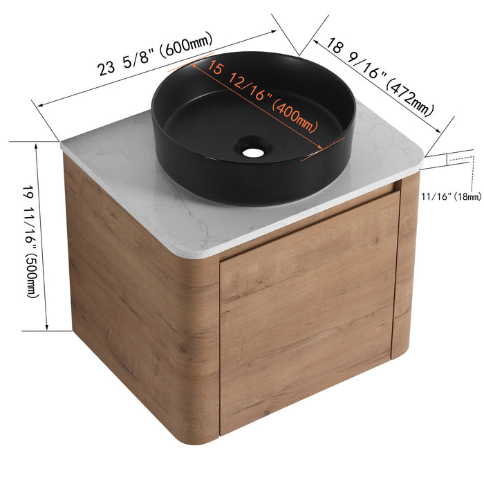 Wall Mounted Bathroom Vanity & Art Sink & 1 Soft Close Door Home Essentials