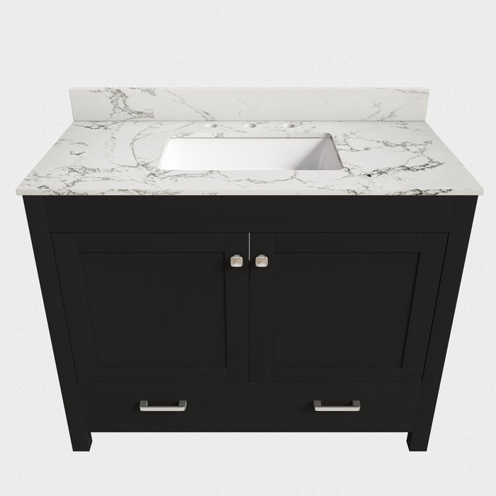 Bathroom Vanity Set, Soft Close Doors, 3 Faucet Holes, Sink Included - Black Home Essentials