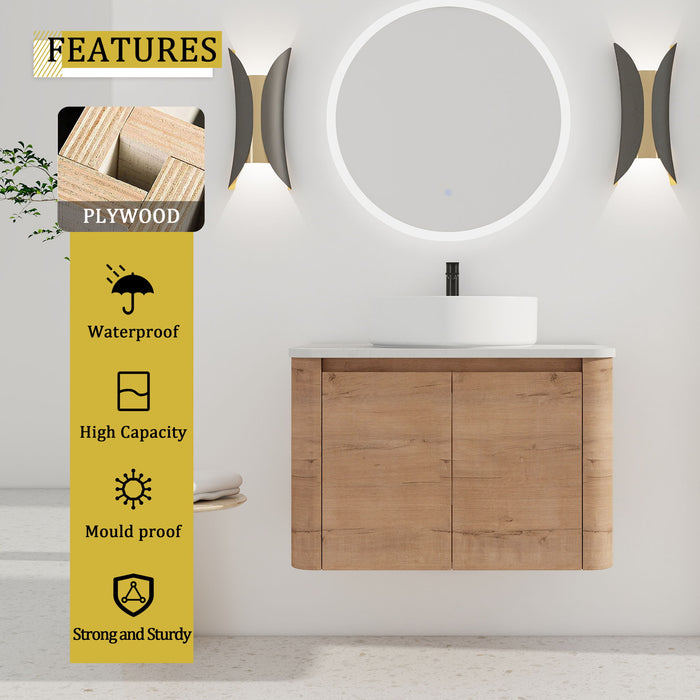 Wall Mounted Bathroom Vanity & Art Sink & 1 Soft Close Door Home Essentials