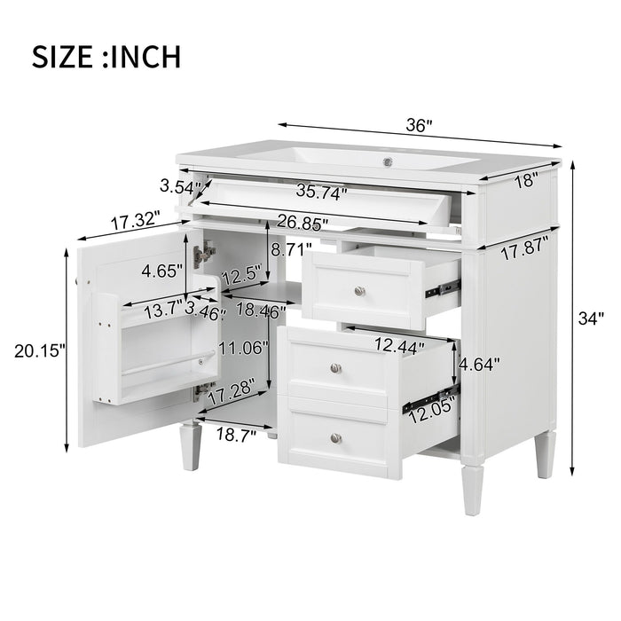 Bathroom Vanity & Top Sink, Modern Bathroom Storage Cabinet With 2 Drawers And A Tip-Out Drawer