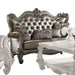 Versailles - Loveseat With 4 Pillows - Silver Synthetic Leather & Antique Platinum ACME