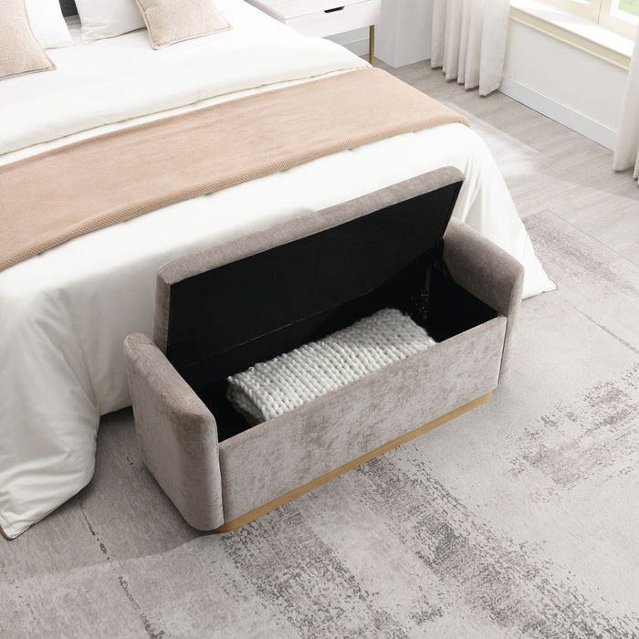 Upholstered Storage Bench With Safety Hinge Home Essentials