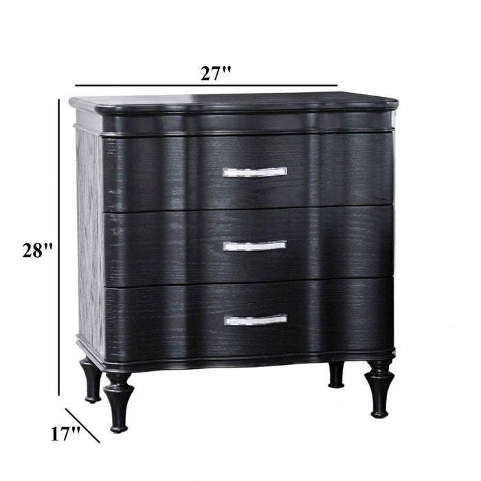 Nightstand, 3 Drawer Bedside Table - Black Home Essentials