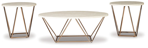 Tarica - Occasional Table Set (Set of 3) - White / Metallic Signature Design by Ashley®