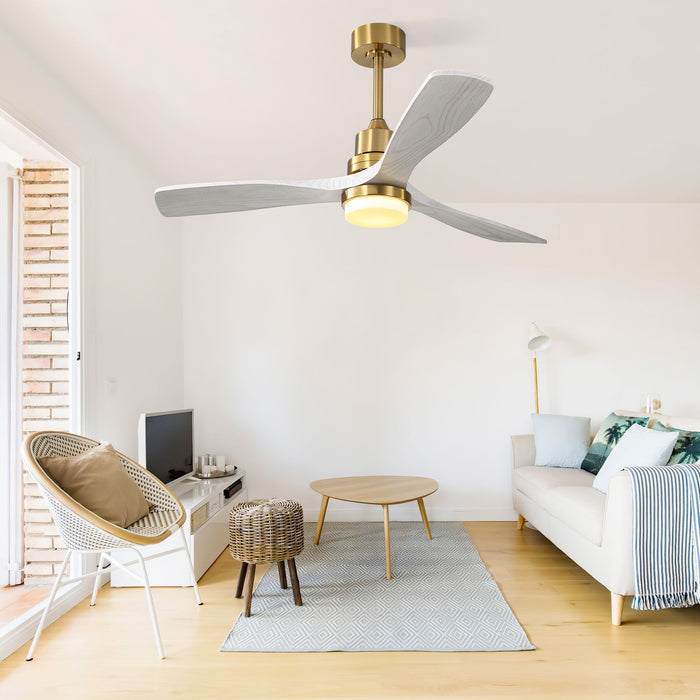 52" Ceiling Fan With Dimmable LED Light, 3 Blades, DC Motor, Remote Control - Gold Daily Nest