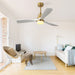 52" Ceiling Fan With Dimmable LED Light, 3 Blades, DC Motor, Remote Control - Gold Daily Nest