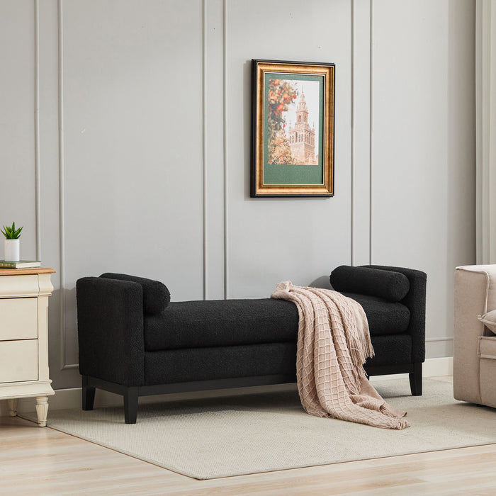 Upholstered End Of Bed Bench With Arms & 2 Bolsters For Bedroom Home Essentials