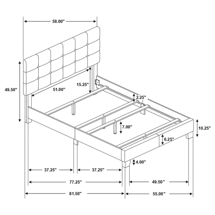 Tufted Full Panel Bed With Button Tufted Headboard, Platform Design - Charcoal Furniture Max