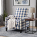 Buffalo Plaid Push Back Recliner Chair For Living Room - Blue / White Noble House