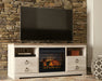 Willowton - 2 Pc. - 64" TV Stand With Faux Firebrick Fireplace Insert - Whitewash Signature Design by Ashley®