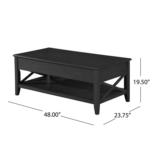 Decatur - Farmhouse Lift Top Coffee Table With Storage - Black / Ash Noble House