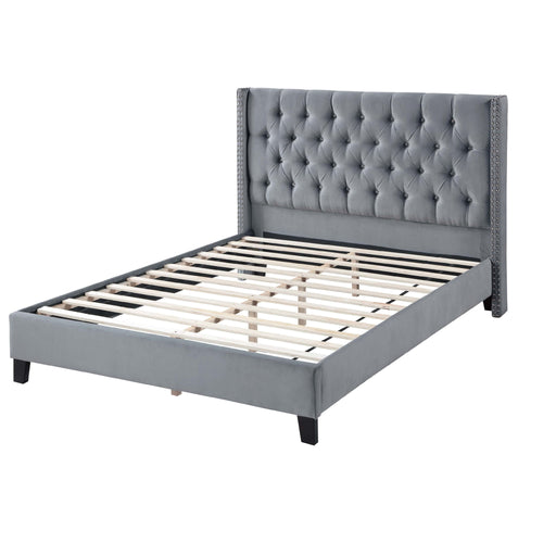 Modern Diamond Tufted Headboard Bed With Nailhead Trim Home Essentials
