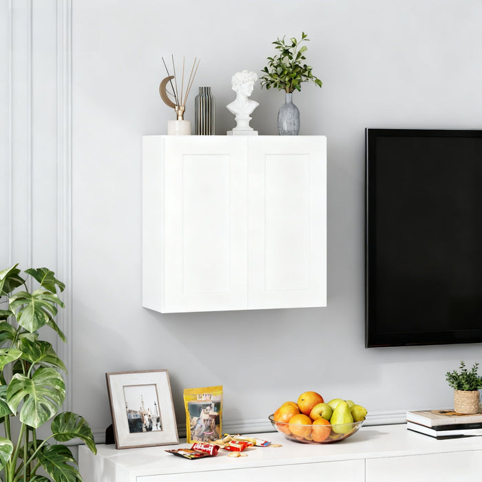 Shaker Wall Cabinet With Soft Close Hinges, Adjustable Shelves, Double Door Home Essentials