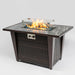 Fire Pit Table, Glass Wind Guard And Rain Cover, Lid - Brown Patioseek