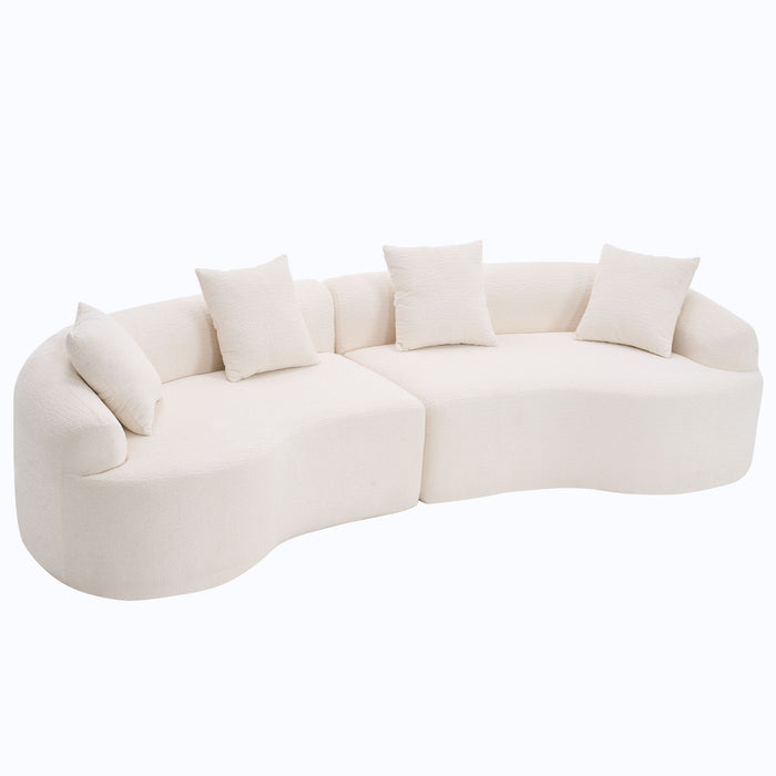 4 Seater Sofa With Chenille Fabric, 30D, 60 Hardness Full Sponge, 4 Pillow For Living Room, Home Furniture Sleeper Sectional Sofa For Apartment