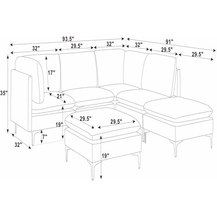 Upholstered Modular Sectional & Tall Legs Home Essentials