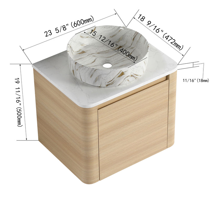 Mounted Bathroom Vanity & Art Sink, Soft Close Door Home Essentials