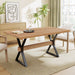 Farmhouse Style X Shaped Legs Dining Table With Metal - Natural Noble House