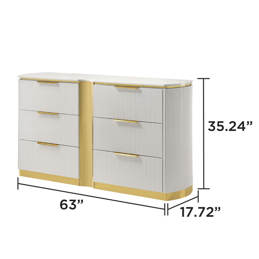 Giovanni - 6 Drawer Dresser (Only Dresser Included, Mirror Not Included) - White Matrix Furniture Group