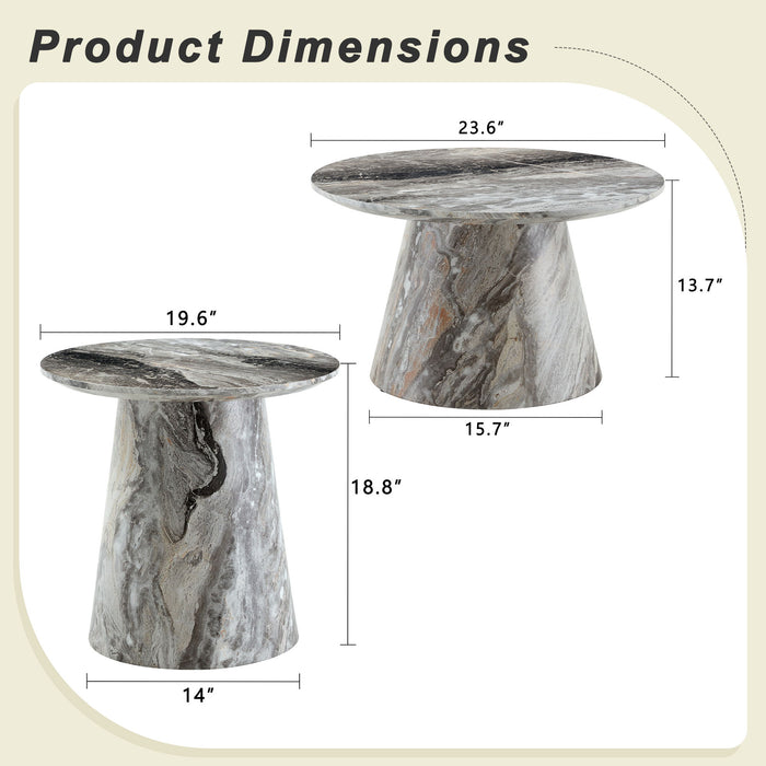 Nested Coffee Table Set, Round Design For Living Room - Gray Home Essentials