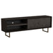 Manaya - 2 Door Stand With Open Shelving And Hidden Storage - Charcoal Black Furniture Max