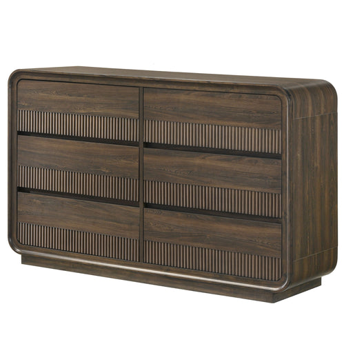 Flair Rounded Edges 1 Piece Dresser, 6 Drawer Storage Bedroom Furniture - Brown Home Essentials