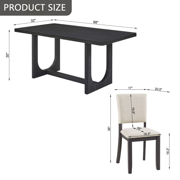 Dining Table Set, Rectangular Kitchen Table With Upholstered Chairs Home Essentials