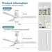 52" Ceiling Fan With Dimmable LED Light, 6 Speed DC Motor, 3 Blades Daily Nest