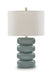 Clayard - Ceramic Table Lamp - Gray Blue Signature Design by Ashley®
