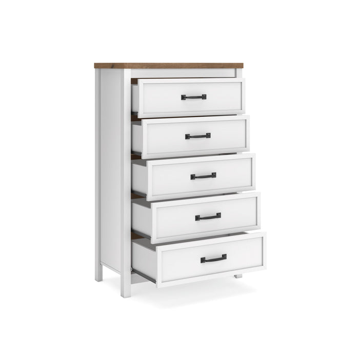 Kerisden - Five Drawer Chest - White / Brown Signature Design by Ashley®