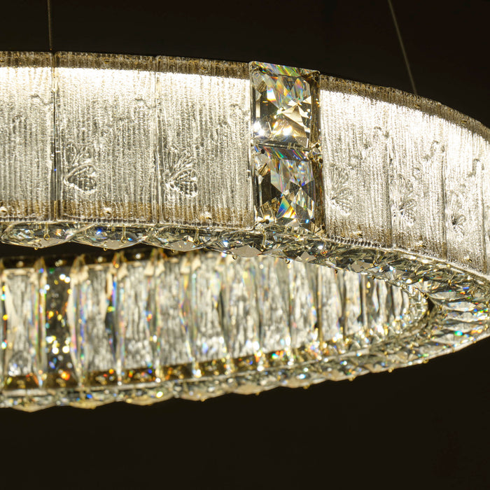 Michael Amini Lighting - Mina 31" Round Crystal LED Chandelier - Clear Michael Amini