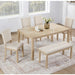 6 Piece Dining Table Set With Bench - Beige / Light Oak Home Essentials