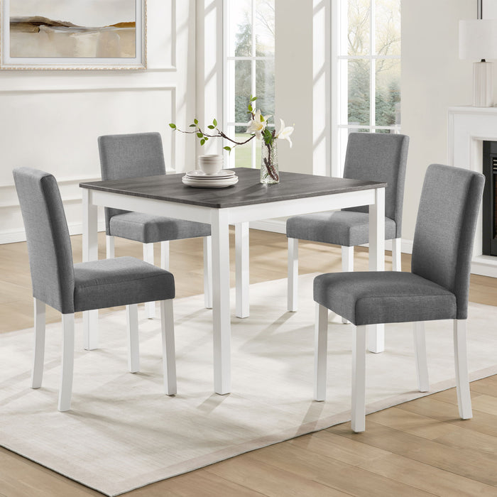 5 Piece Dining Table Set With 4 Chairs For Kitchen - Gray / White Home Essentials