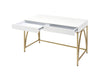 Lightmane - Vanity Desk (Same 92660) - White High Gloss & Gold ACME