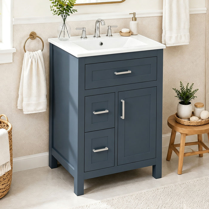 Modern Bathroom Vanity With Sink, Flip Drawer & 2 Drawers, Soft Close Hinges, Adjustable Shelf Hearth and Haven
