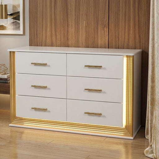 Obsession - 6 Drawer LED Dresser - White Matrix Furniture Group